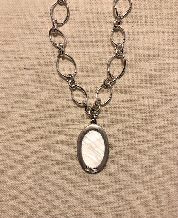 Vintage Avon Mother Of Pearl Silver Tone Pendant … - image 3