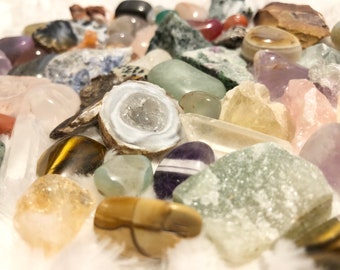 Mystery Crystal Bag Surprise Bundle Lucky Scoop Tumbled and Raw Crystals Confetti