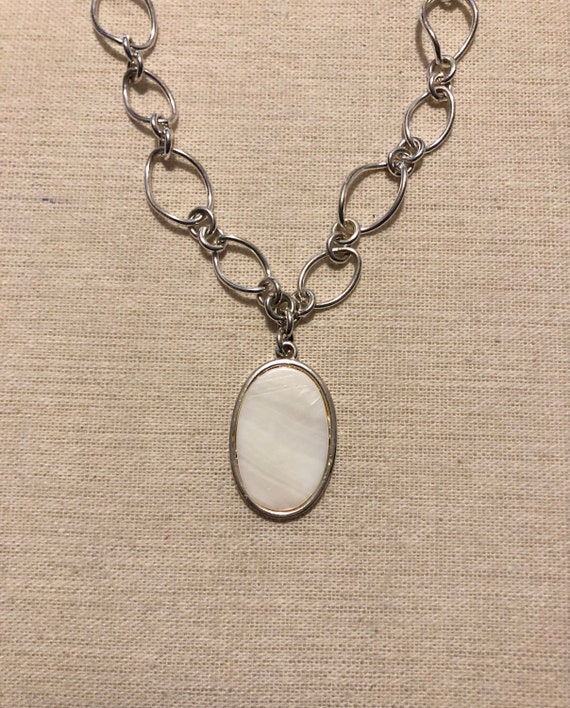 Vintage Avon Mother Of Pearl Silver Tone Pendant … - image 1