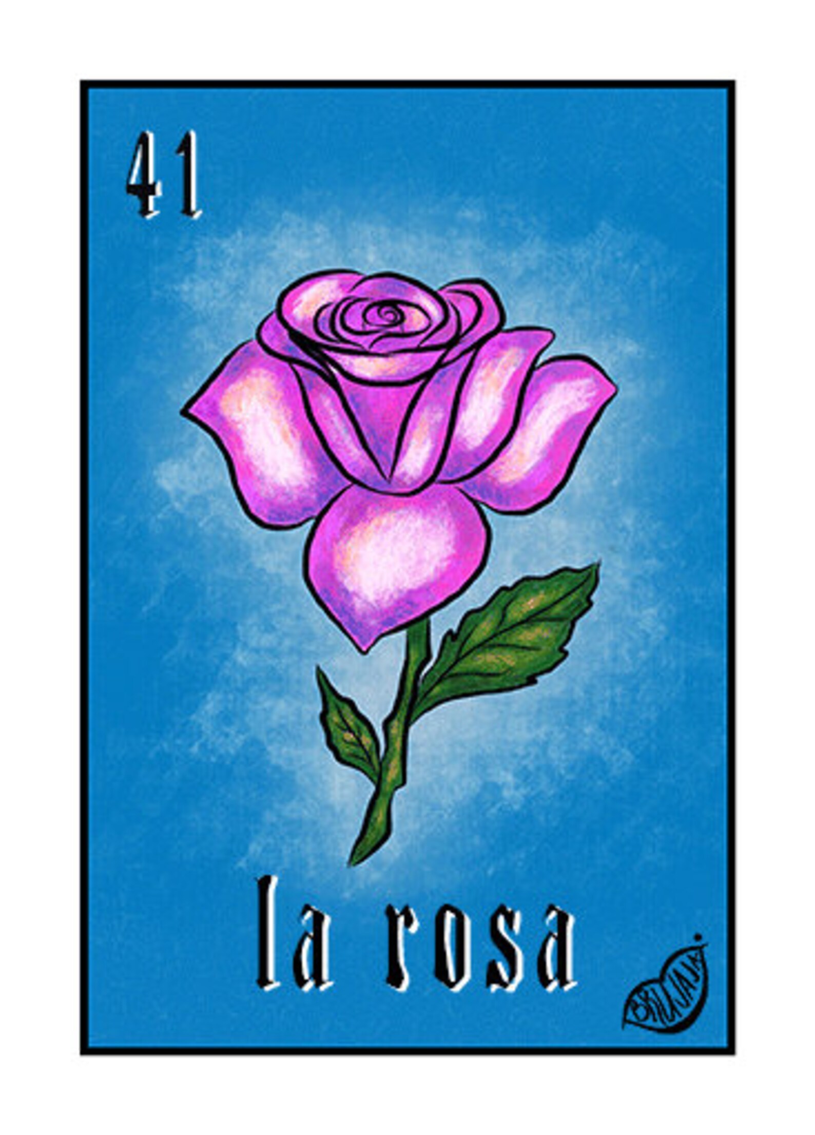 5x7 Mexican Loteria LA ROSA Original Art Print Etsy