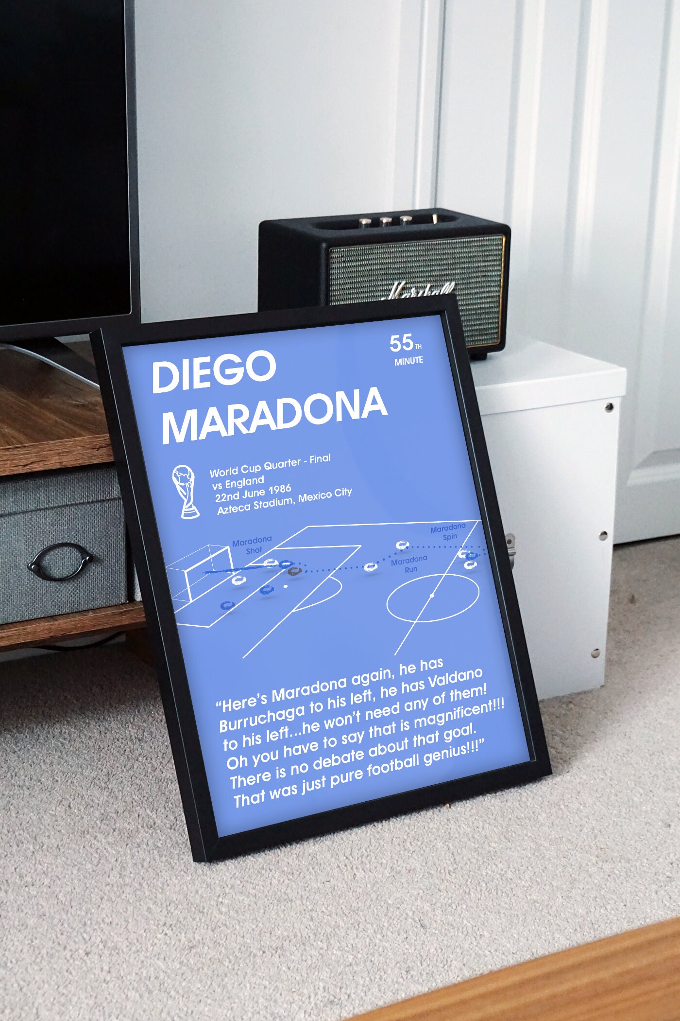 Diego Maradona Argentina v Inghilterra Football Poster | Etsy Italia