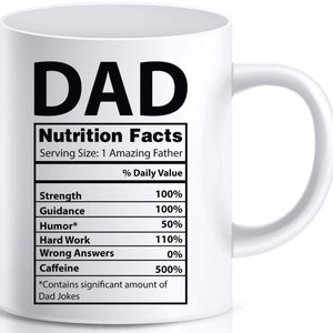 DAD Nutrition Facts Mug Father Nutrition Facts Dad Nutrition | Etsy
