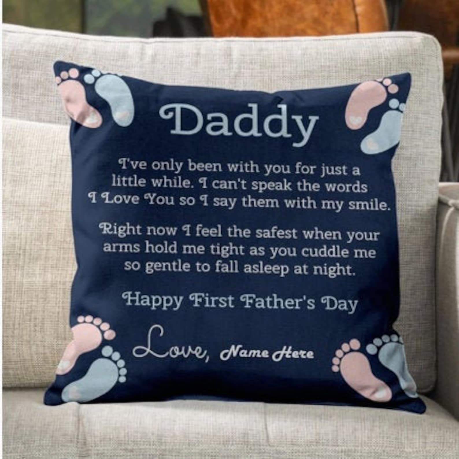 Personalized Daddy Pillow Father's Day Pillow Love Etsy