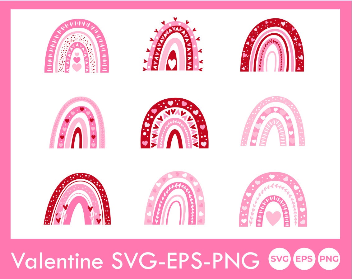 Download Valentine Pink Rainbow SVG Bundle Valentines Day SVG ...