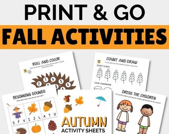 Autumn Activity Sheets | Fall Preschool Learning Print & Go | Printable Learning Activities Packet | Educational Resources