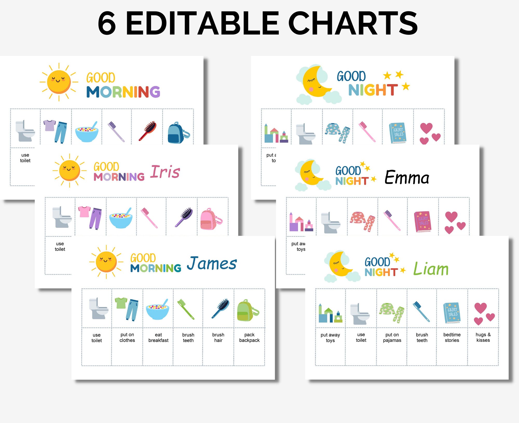 Editable Flip Visual Routine Chart Schedule for Kids Toddler Etsy