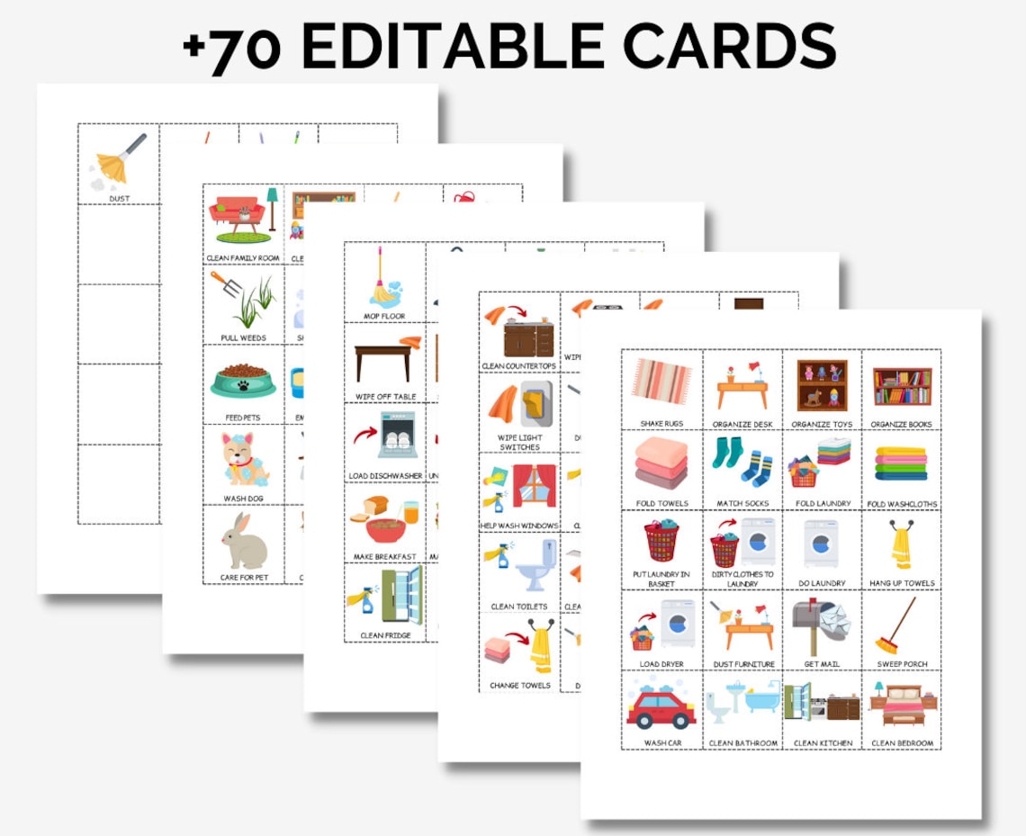 Kids Chore Cards I Printable Toddler Preschool &amp; Family - Etsy
