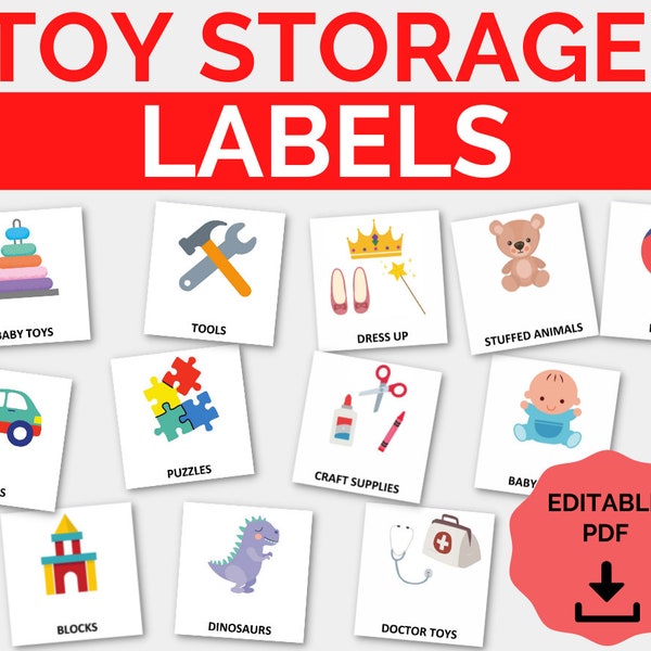 Editable Toy Storage Labels I Printable Toy Trofast Bin Storage Labels | Montessori | Homeschool Pre-K Classroom Playroom Organization