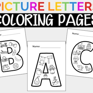 Alphabet Picture Letters Coloring Pages | Printable Coloring Pages for Kids | ABC Printable Letters Coloring Pages for Prek - K