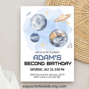 Editable Outer Space Birthday Invitation, Galaxy Kids Birthday Invite, Instant Download Printable Template, 0100