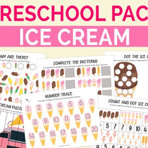 Ice Cream Activity Sheets | June Preschool Learning Print & Go | Printable Learning Activities Packet | Educational Resources