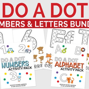 Haga letras y números con puntos, práctica de habilidades motoras finas, libro de trabajo preescolar, educación en el hogar, hojas de trabajo imprimibles, actividad para niños, niños pequeños