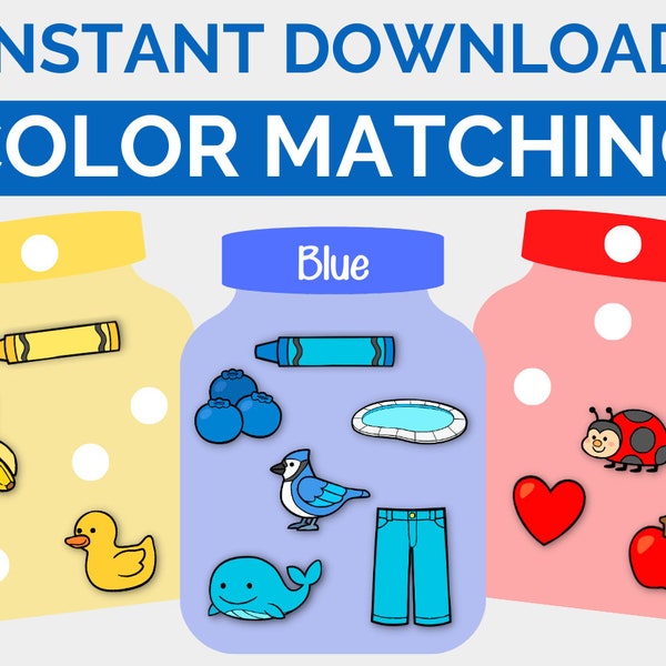 Color Matching | Color Activity | Learning Colors | Toddler, Preschool Printable | Homeschool Learning | Montessori Color | Color Sorting