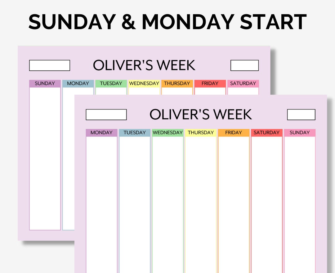 Weekly Routine Chart Printable Labeled Editable Weekly Routine Chart for Kids, Printable Kids Planner, Daily ...