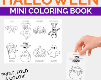 Halloween Mini Malbuch, Halloween Malseiten, Malbuch für Kinder im Vorschulalter, DIY Party Malvorlagen, Printable Aktivität