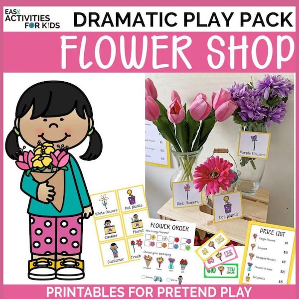 Flower Shop Dramatic Play Pack | Spring Themed Pretend Play Printables | Educational Resources