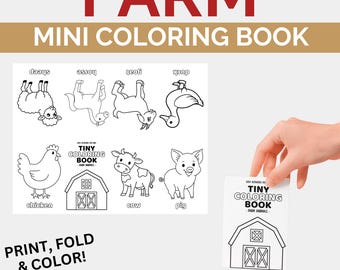 Farm Animals Mini Coloring Book, Coloring Pages, Coloring Book for Kids Preschool, Coloring Sheets, Farm Activities, DIY Printable Activity