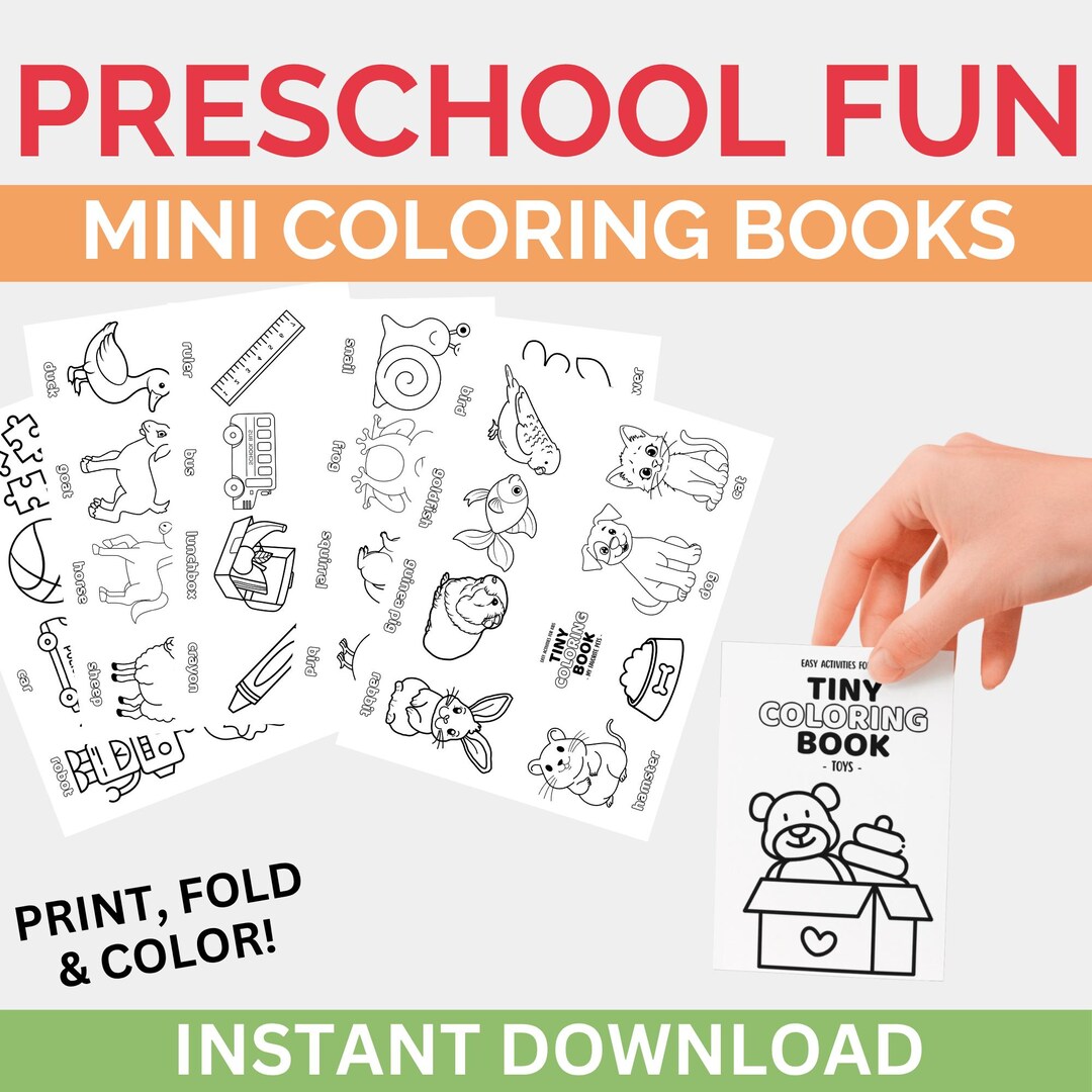 Preschool Fun Mini Coloring Books Bundle, 5 Printable Books: Pets ...