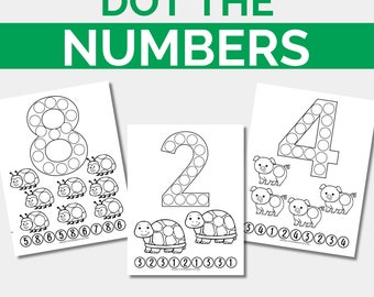 Dot the Numbers Black & White Activity Pack, Preschool Do-A-Dots Worksheets, Homeschooling, Printable Worksheets, Activity for Kids, Toddler