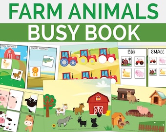 Farm Animals Busy Book, Toddler Quiet Book, Montessori Activity, Preschool Learning, Printable Fun for Kids, Interactive Toddler Learning
