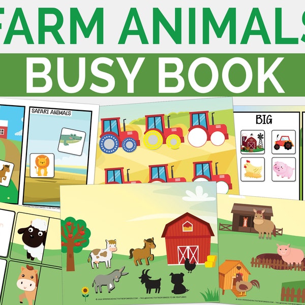 Farm Animals Busy Book for Toddlers | Toddler Learning Folder | Printable Quiet Book | Binder Folder for Toddlers | Educational Resources