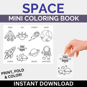 Space Mini Coloring Book, Coloring Pages, Planets Coloring Book for Kids Preschool, Coloring Sheets, Printable Activity, DIY Party Favor