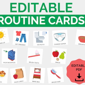 Tarjetas de rutina diaria para niños, horario visual editable, tabla de rutinas para niños pequeños, tabla de tareas, lista de ritmo diario, descarga digital imprimible