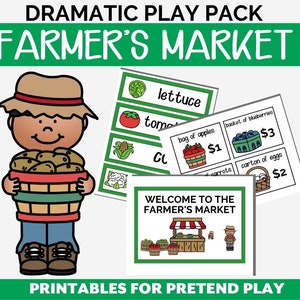 Farmer&#39;s Market Dramatic Play Pack | Spring Themed Pretend Play Printables | Educational Resources