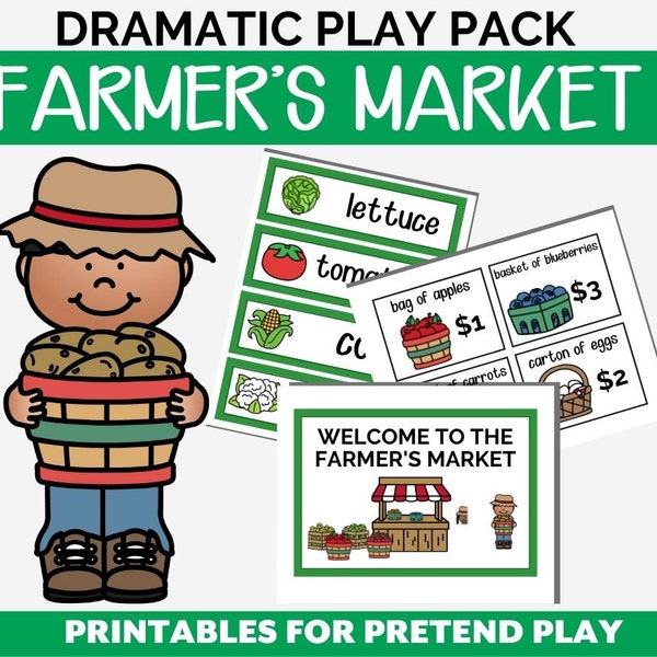 Farmer's Market Dramatic Play Pack | Spring Themed Pretend Play Printables | Educational Resources