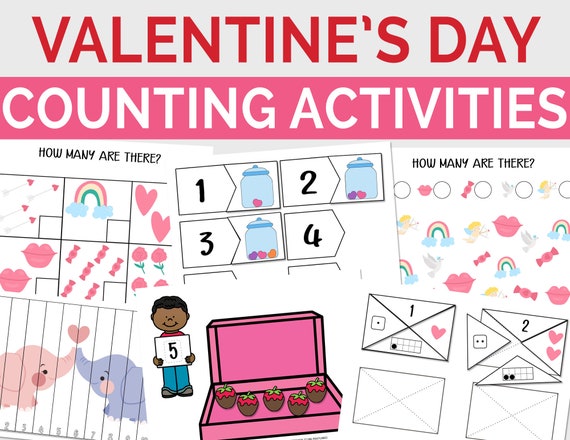 Valentine's Day Counting Activities  February Preschool