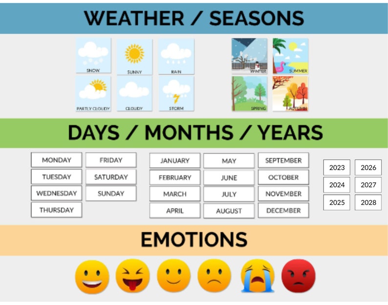 Printable Daily Morning Board, Kids Daily Calendar, Preschool Learning ...