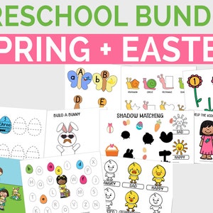 Spring + Easter Activities Pack | Bundle Preschool Learning Folder | Printable Learning Activities Packet | Educational Resources