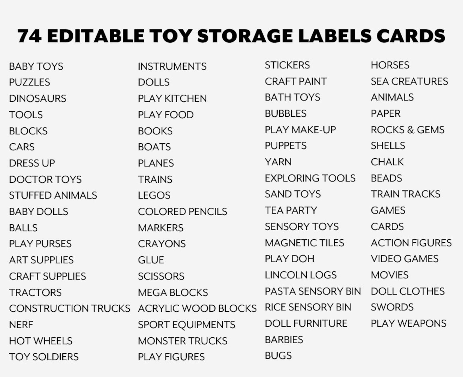 Editable Toy Storage Labels I Printable Toy Trofast Bin Etsy