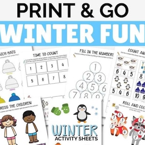 Winter Activity Sheets | January Preschool Learning Print & Go | Printable Learning Activities Packet | Educational Resources