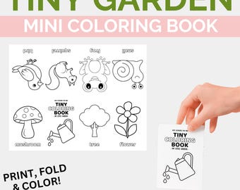 Garden Mini Coloring Book, Coloring Pages, Coloring Book for Kids Preschool, Coloring Sheets, Digital Printable Activity, DIY Party Favor