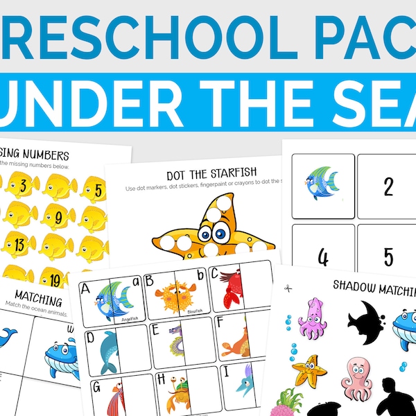 Under The Sea Theme Activities Pack | Preschool Learning Folder | Printable Learning Activities Packet | Educational Resources