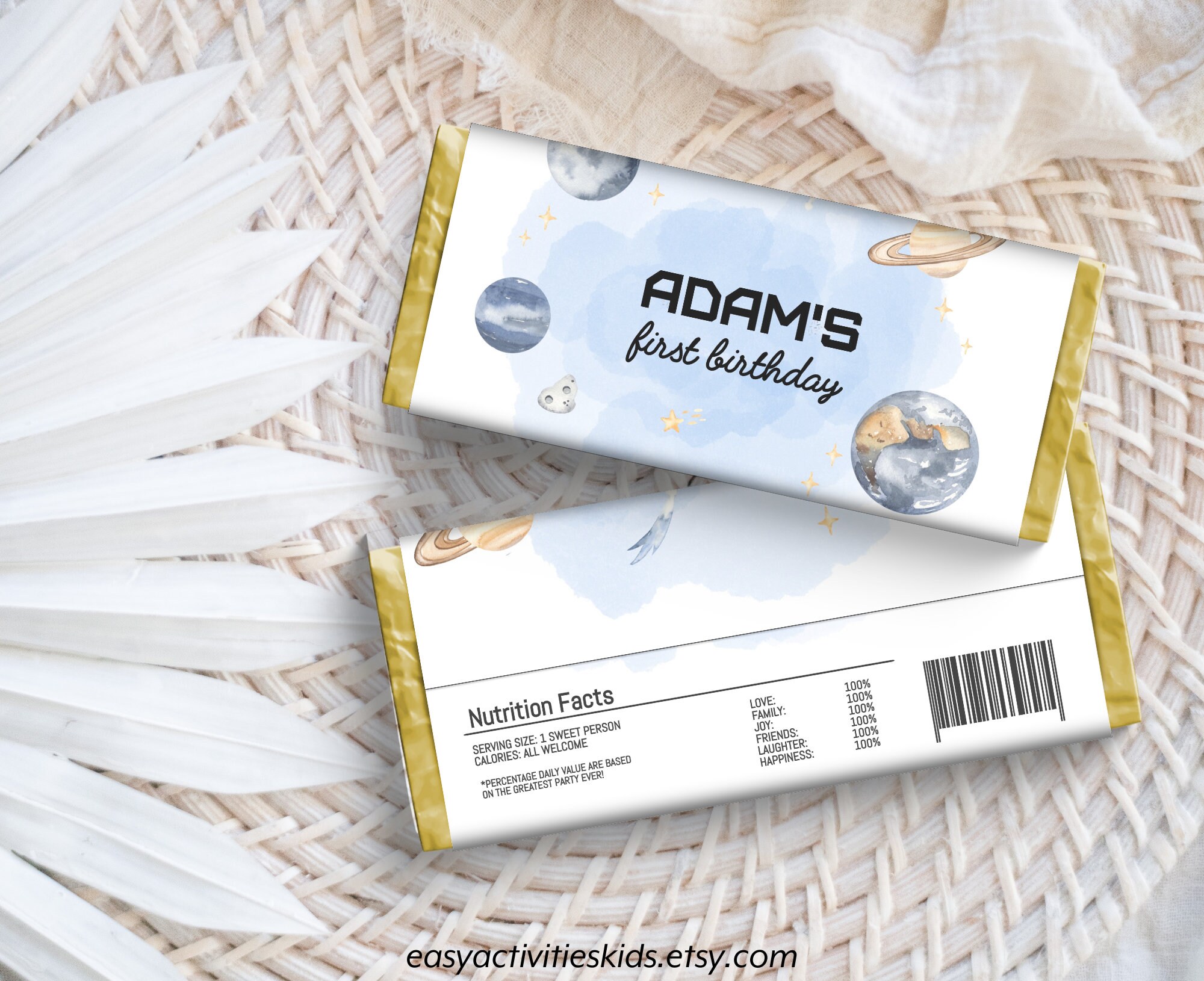 Editable Outer Space Chocolate Bar Labels Candy Wrapper, Galaxy Party ...
