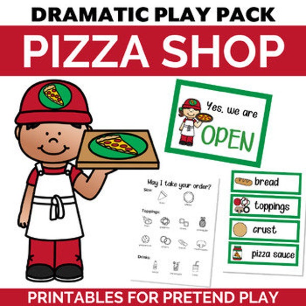 Pizza Restaurant Dramatic Play Pack | Printable Dramatic Play Kit for Classroom, Pretend Play Printables | Educational Resources