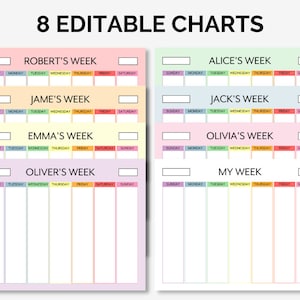 Editable Weekly Visual Routine Chart With Cards Schedule for | Etsy ...
