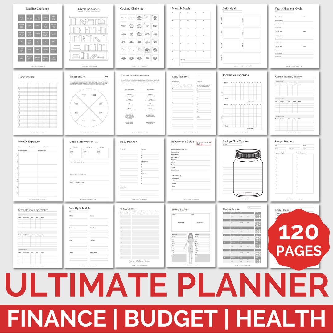 The Ultimate Life Planner Printable Bundle, Health Planner, Financial ...