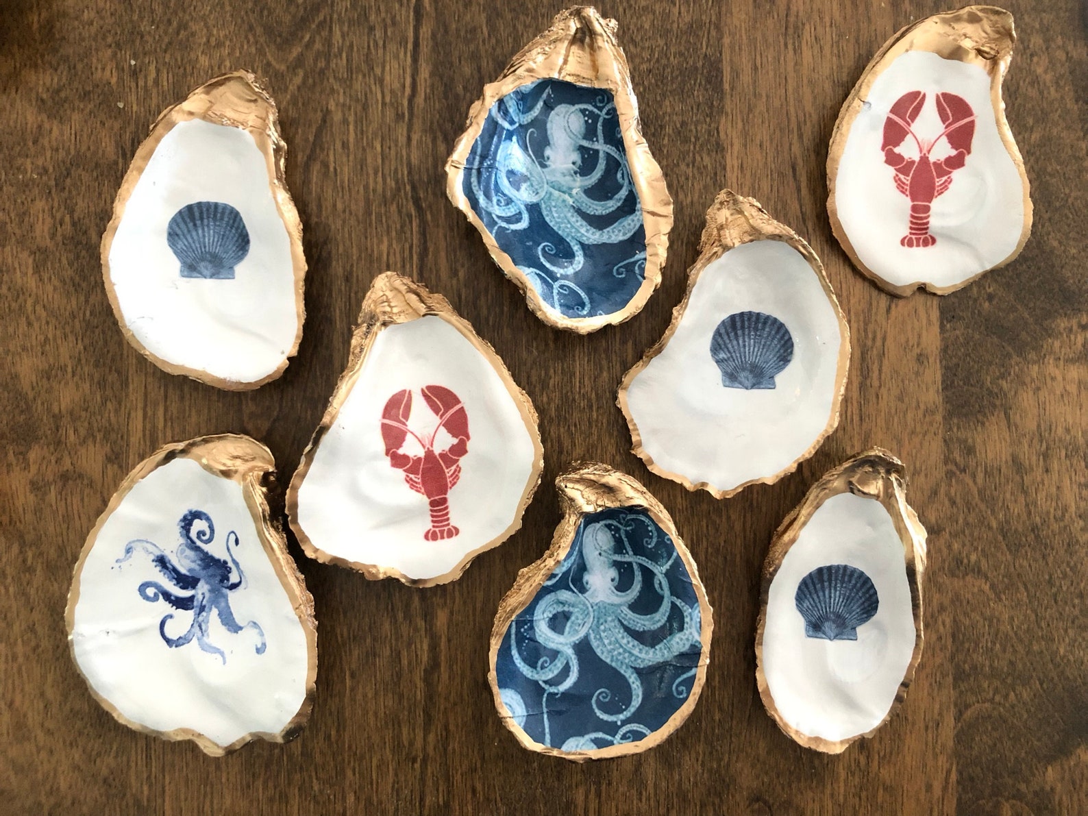 Decoupaged Oyster Shells Etsy