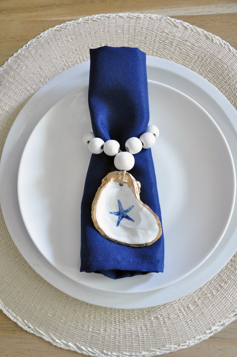 Oyster Shell Napkin Rings set of 4 or 6 Etsy