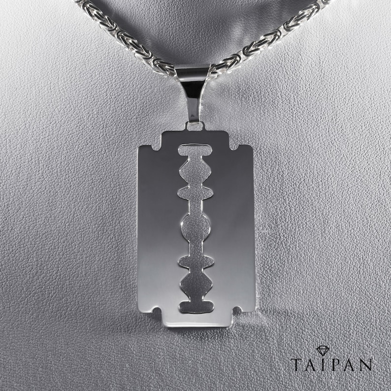 Razor Blade pendant 925 Sterling Silver PE30 big Etsy