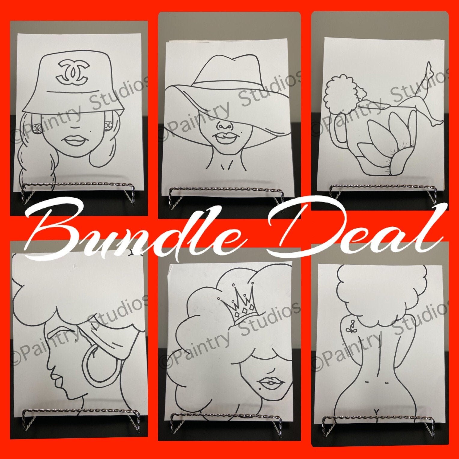 PreSketched Paint and Sip Canvas/ Paint Kit/Teen/Adult Etsy