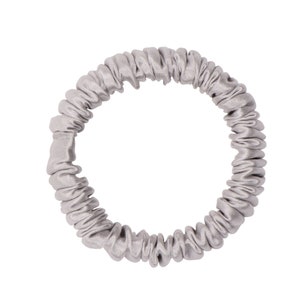 Silver Silk Scrunchie - Skinny