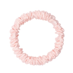 Pink White Hair Scrunchie Skinny Silk Bobble