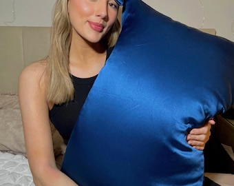 Set composto da maschera per dormire e elastico per capelli in seta di gelso - Accessori per capelli blu navy
