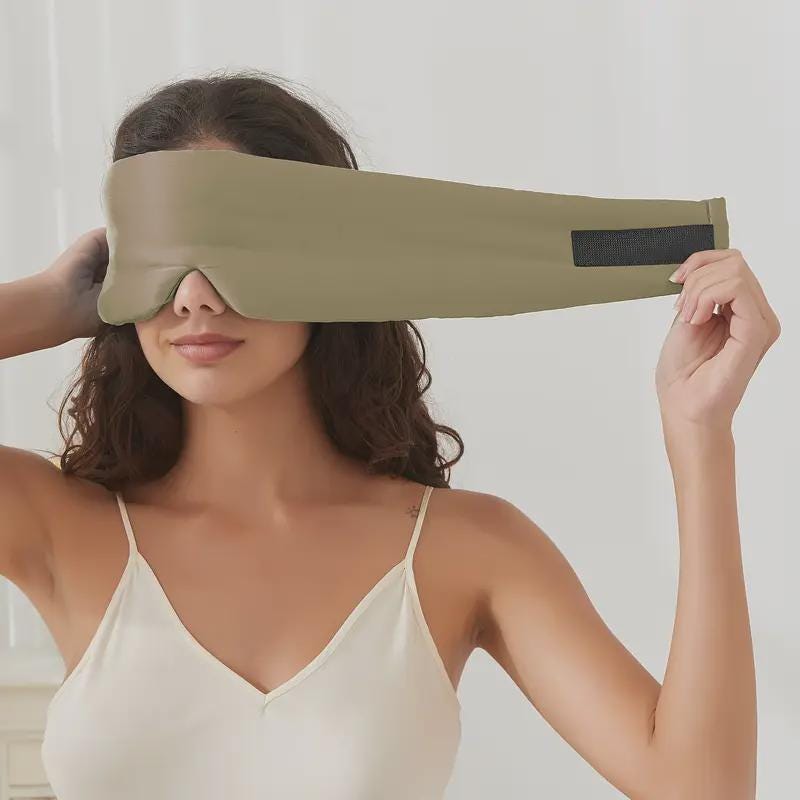 Maschera Per Dormire In Seta Beige Con Stampa Leopardata – Morbida, Regolabile, Blocca La Luce Al 99% – Per Viaggi E Relax