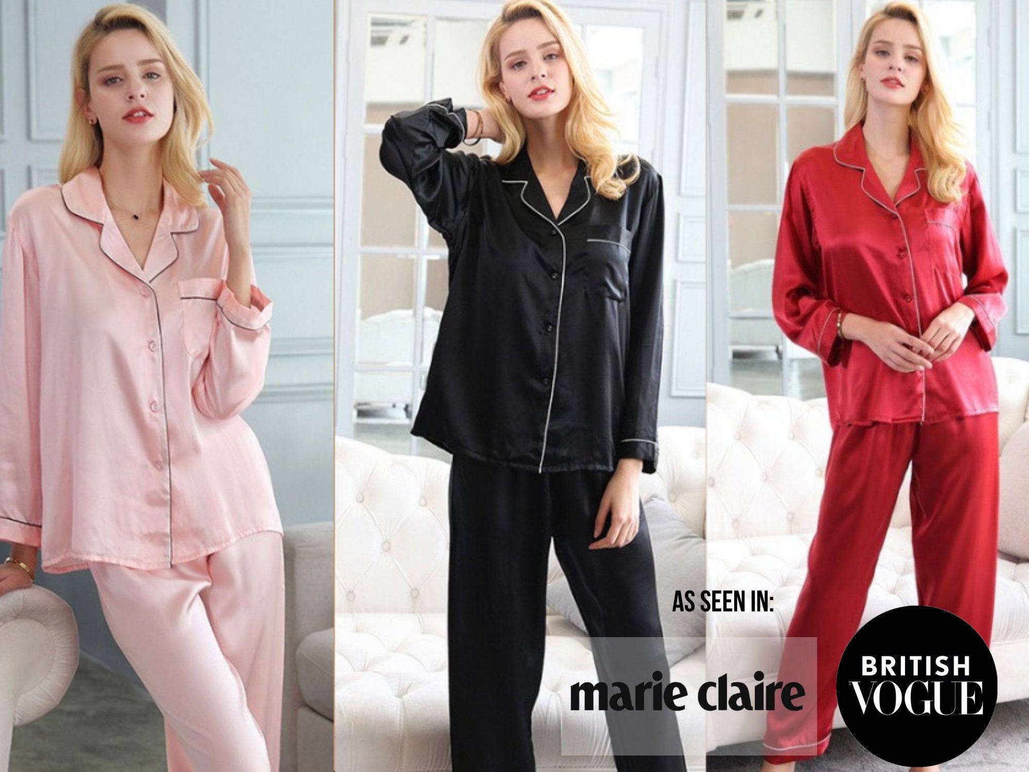 Silk Pajamas Set Silk Pajamas Women Long Sleeve Loungewear Women