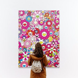 Murakami Pink Flowers - Print on Canvas